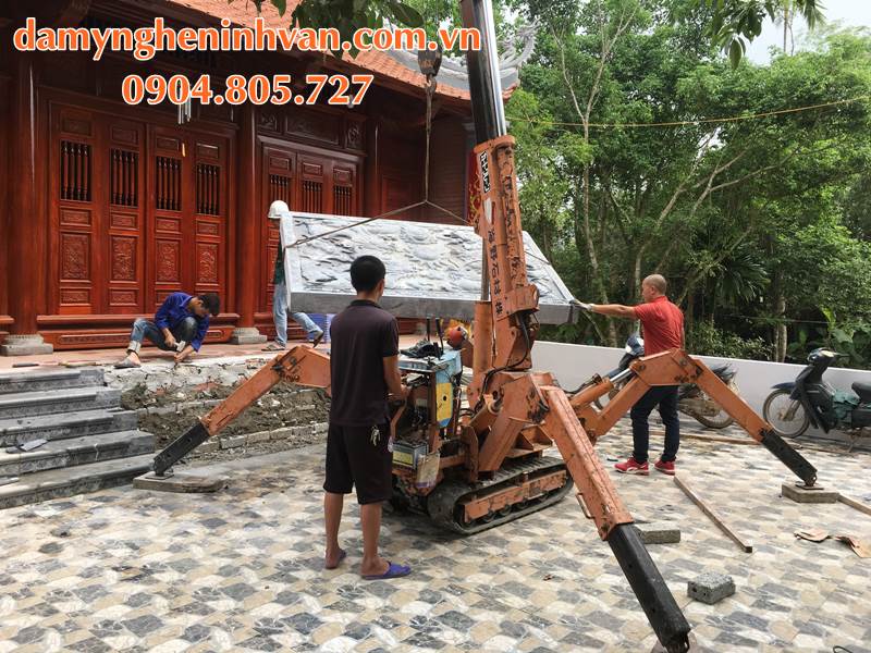 Lắp đặt chiếu rồng đá, tượng rồng đá xanh nhà thờ họ 6