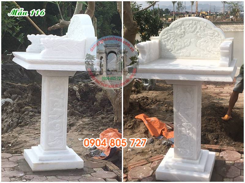 Bàn thờ thiên ngoài trời đẹp bằng đá trắng tại sài gòn 116