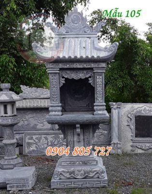 Bàn thiên ngoài trời thờ thần linh bằng đá đẹp giá rẻ có mái 105