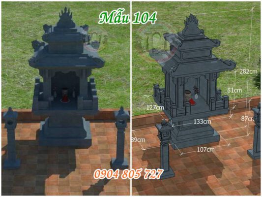 Bản vẽ bàn thiên ngoài trời thờ thần linh bằng đá đẹp tại hòa bình 104