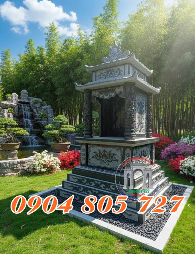 Mẫu miếu hai mái bằng đá tự nhiên - Miếu thờ thần linh đẹp tại Phú Thọ