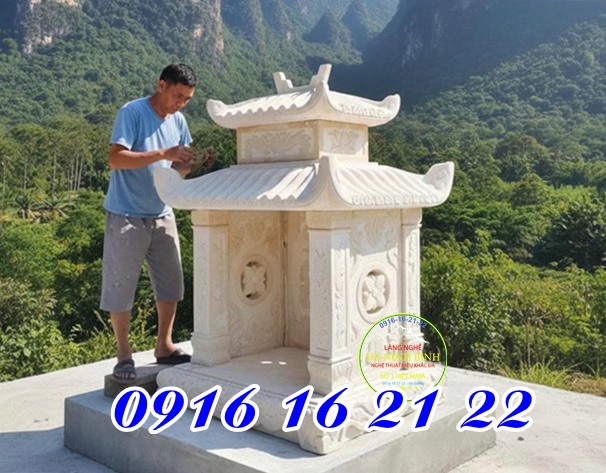 Mẫu miếu thần linh bằng đá vàng hai mái - Thiết kế miếu thần linh 34 bằng đá ngoài trời Mẫu miếu thần linh bằng đá vàng hai mái - Thiết kế miếu thần linh 34 bằng đá ngoài trời