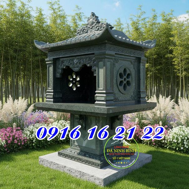 Mẫu miếu thờ thần linh bằng đá nhỏ một mái - Thiết kế miếu thần linh 34 bằng đá ngoài trời Mẫu miếu thờ thần linh bằng đá nhỏ một mái - Thiết kế miếu thần linh 34 bằng đá ngoài trời