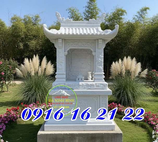 Mẫu miếu thờ thần linh bằng đá trắng một mái - Thiết kế miếu thần linh 34 bằng đá ngoài trời Mẫu miếu thờ thần linh bằng đá trắng một mái - Thiết kế miếu thần linh 34 bằng đá ngoài trời