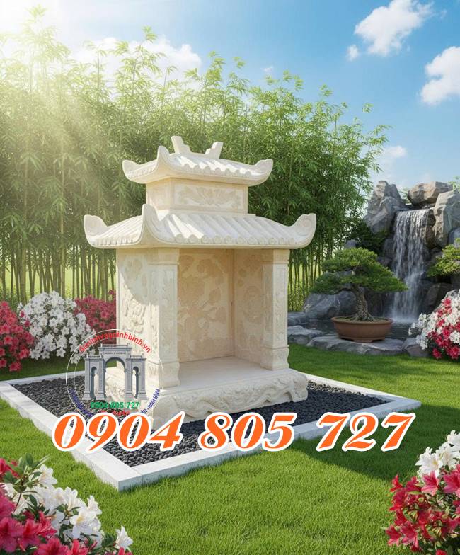 Miếu hai mái bằng đá vàng tự nhiên - Miếu thờ thần linh đẹp tại Phú Thọ