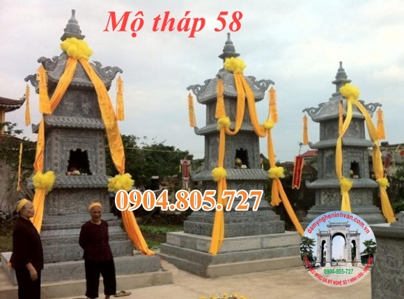 Mẫu mộ đá hình tháp bằng đá tự nhiên nguyên khối 58