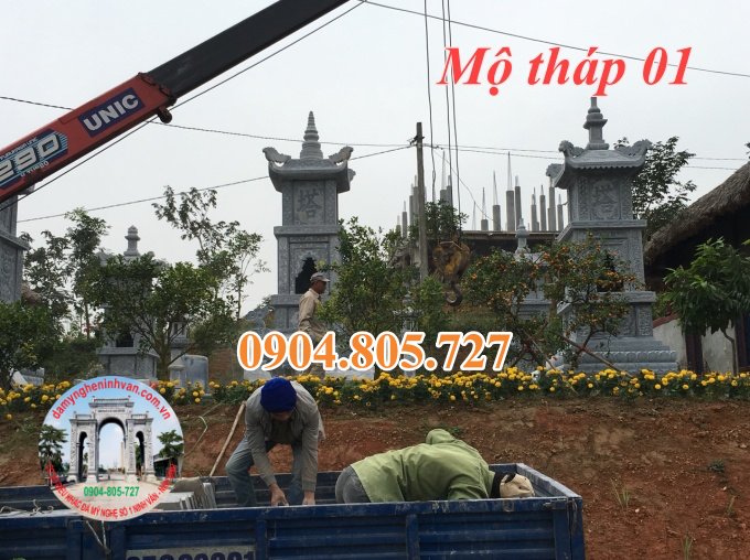 Mộ tháp bằng đá tự nhiên nguyên khối 01