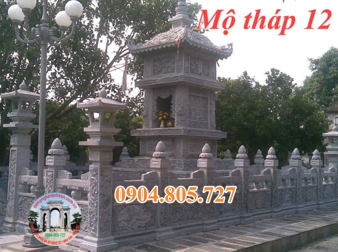 Mộ tháp phật giáo bằng đá tự nhiên nguyên khối 12