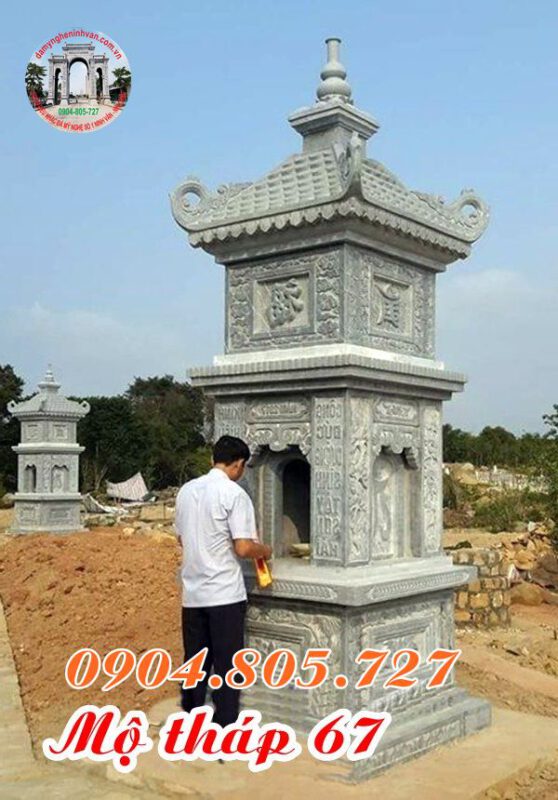 Xây mẫu mộ tháp phật giáo bằng đá nguyên khối đẹp 67