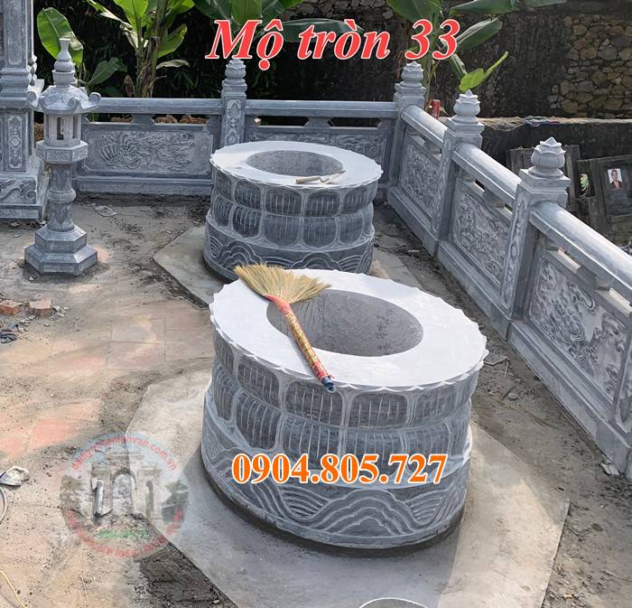 Mẫu mộ tròn bằng đá liền khối hiện đại