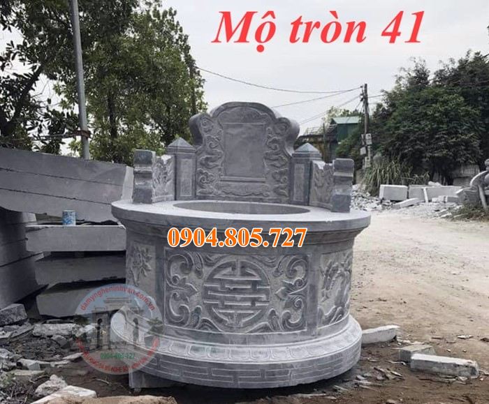 Mẫu mộ tròn bằng đá tự nhiên nguyên khối 41