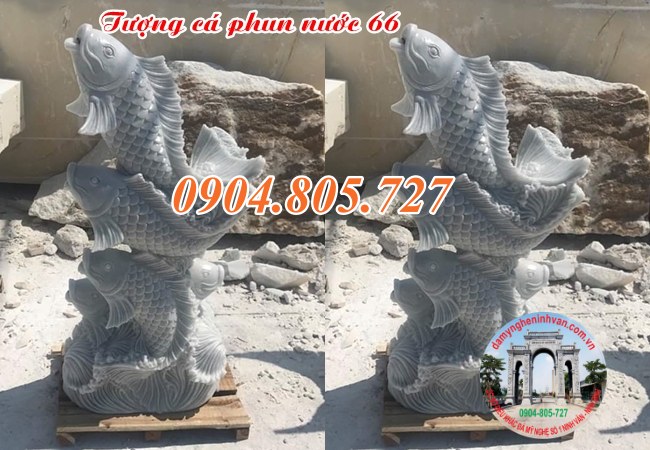 Mẫu tượng cá chép phong thủy phun nước bằng đá 66