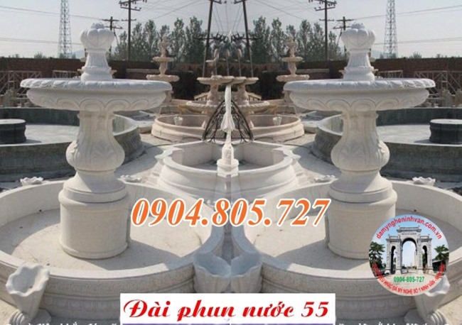 Trụ đá phun nước sân vườn phong thủy 55