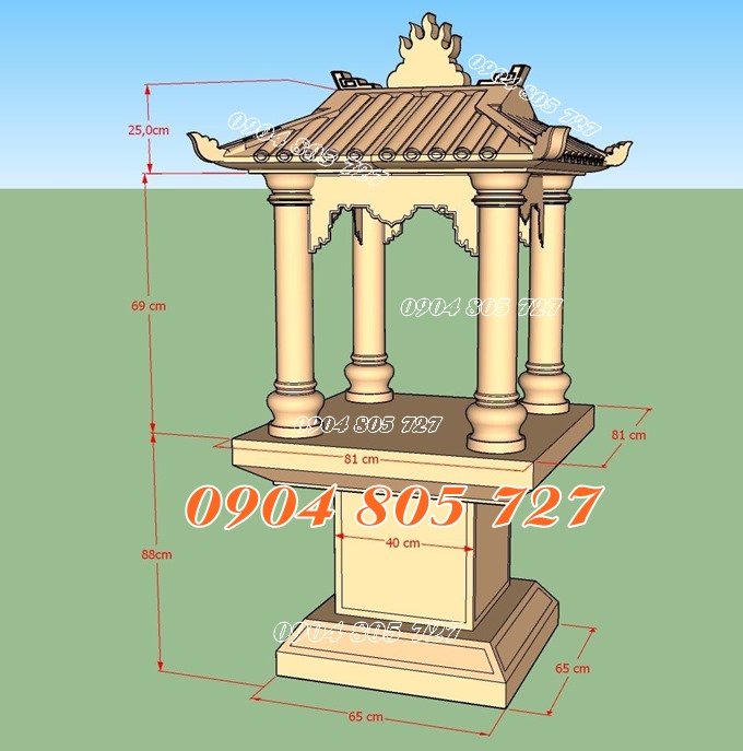 Mẫu bàn thờ phật 4 mặt bằng đá vàng