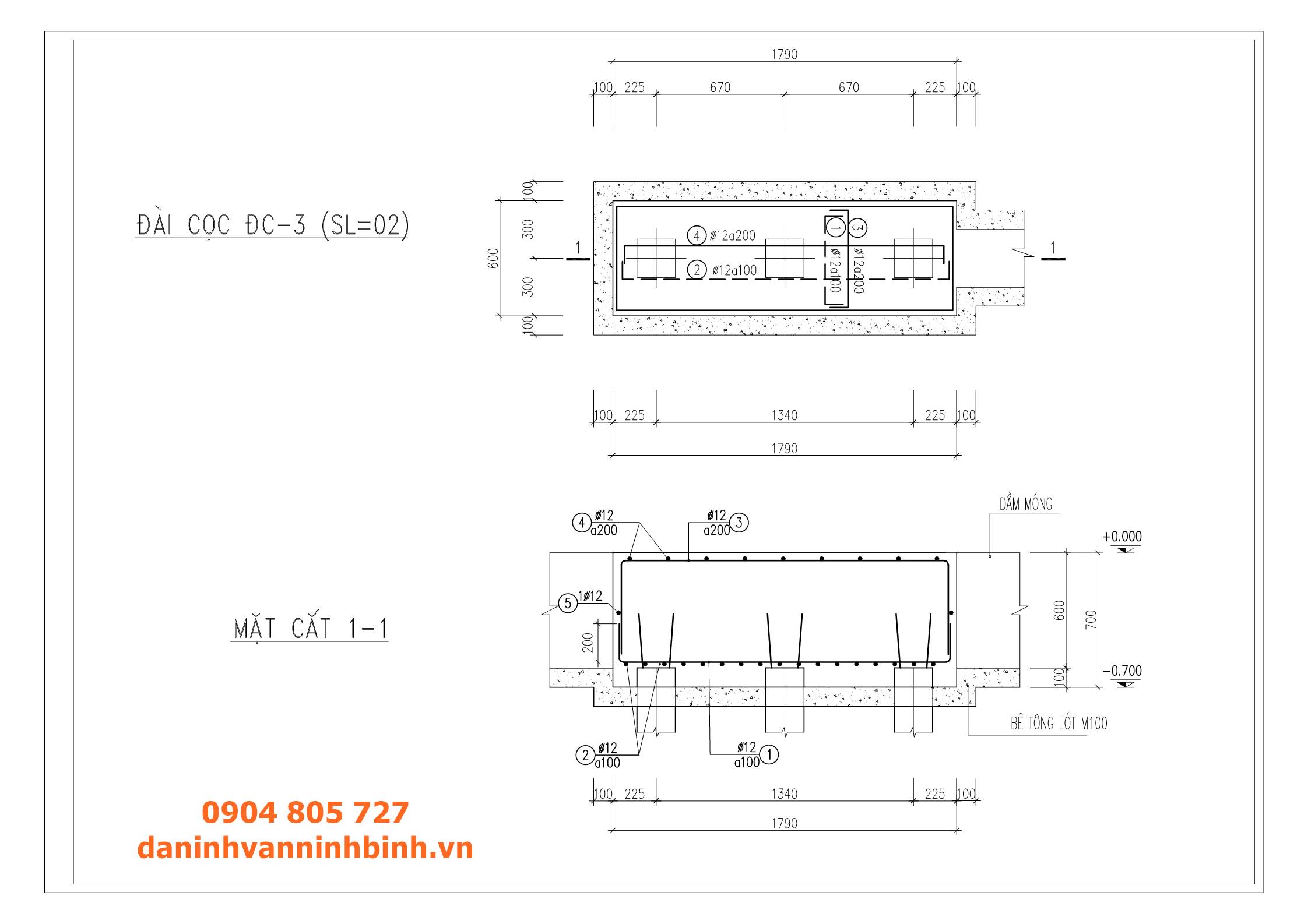 Các điểm ép cọc bê tông dàn đều trên móng cổng