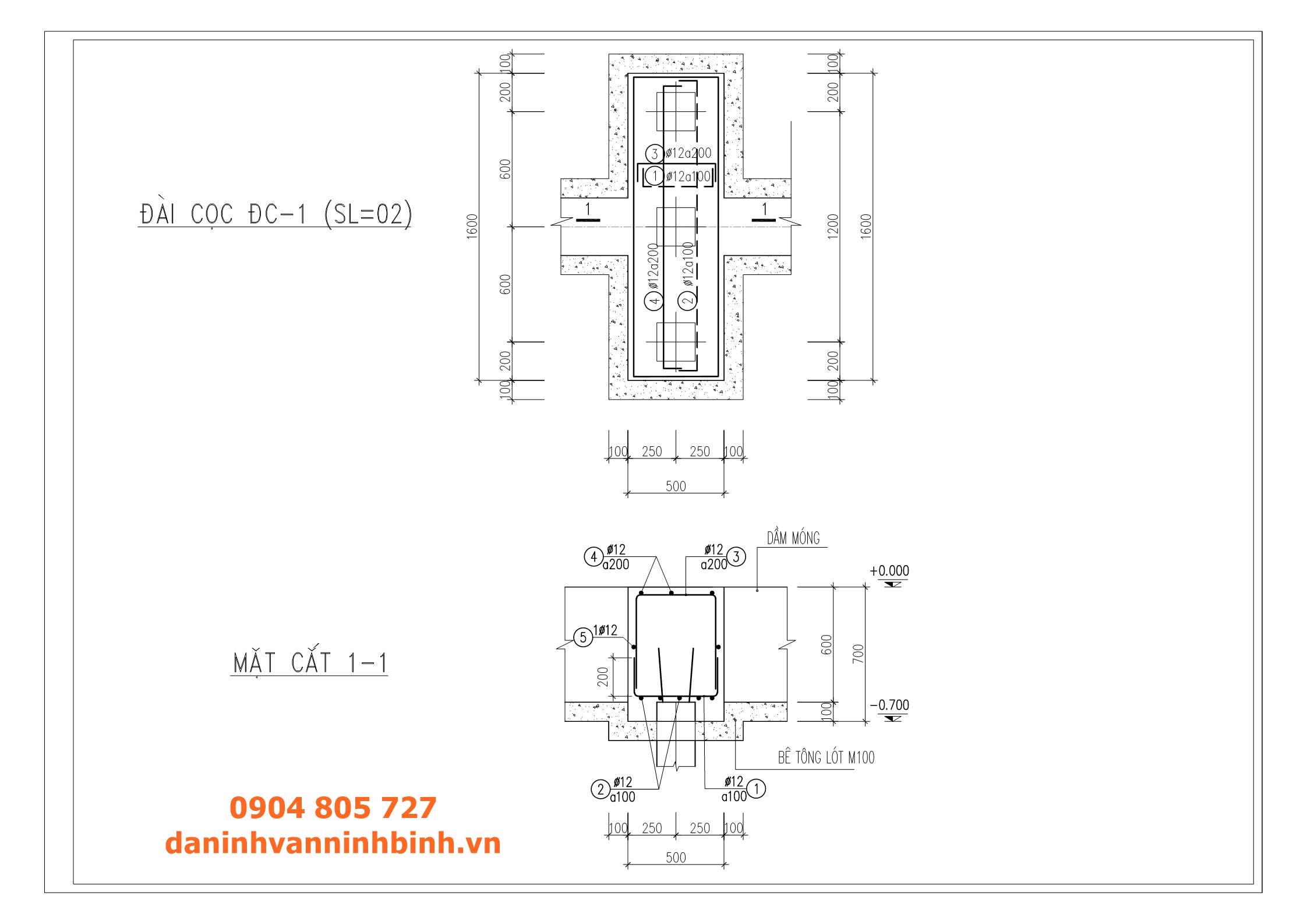 Đài cọc bê tông móng cổng đá