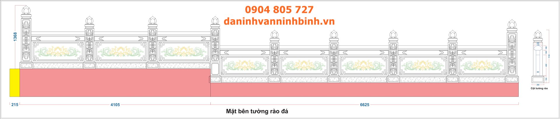 Kích thước tường rào khu lăng mộ