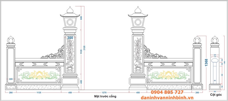 Kích thước lối đi vào cổng khu lăng mộ