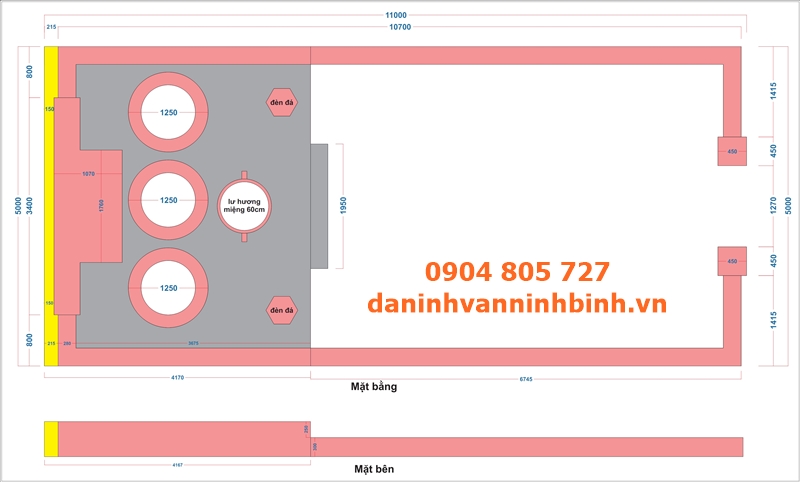 Bản vẽ kích thước mặt bằng khu lăng mộ