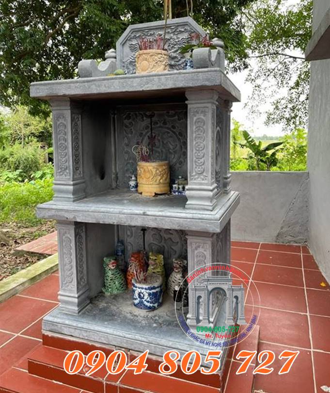 Mẫu cây hương miếu đá 2 - 3 tầng thờ ngoài trời ở Lai Châu