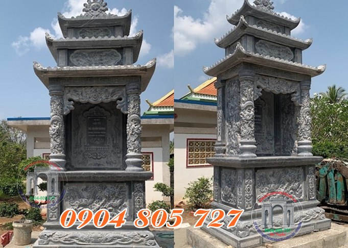Mẫu cây hương miếu đá ba mái thờ ngoài trời ở Lai Châu