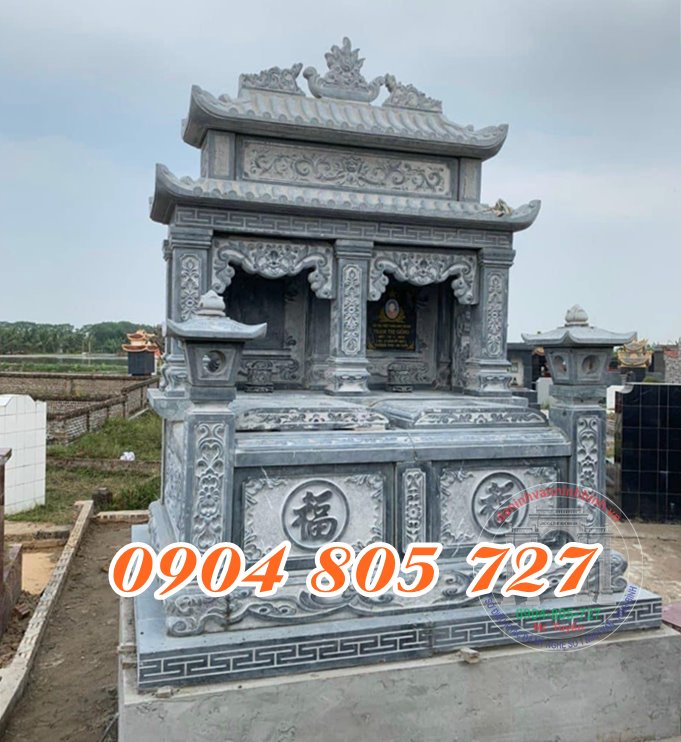 Mẫu mộ đá đôi 2  mái  xưởng chế tác mộ đá Ninh Bình