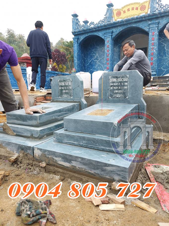 Mẫu mộ đá nguyên khối đơn giản  xưởng chế tác mộ đá Ninh Bình