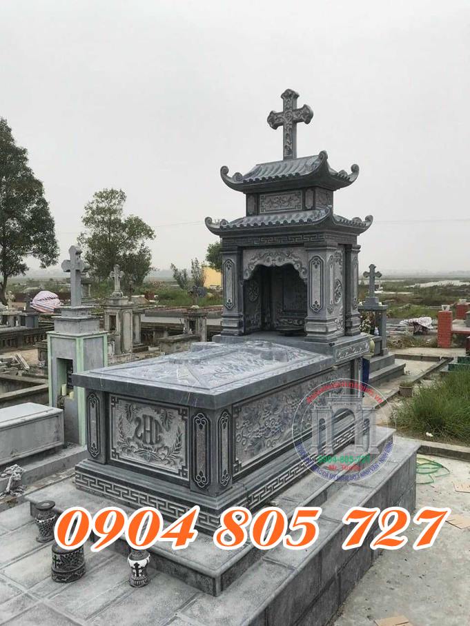 Mộ đá hai mái xưởng chế tác mộ đá Ninh Bình