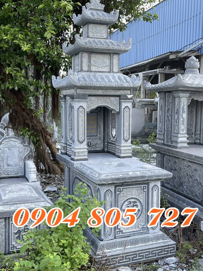 Mộ đá xanh đen tại hải phòng chạm khắc tứ quý kết hợp giữa truyền thống và hiện đại