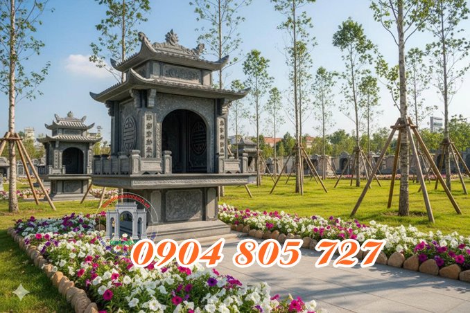 Mẫu miếu thờ 2 mái bằng đá ở Vĩnh Phúc - 88 Mẫu miếu thờ thần linh thổ địa ở Vĩnh Phúc bằng đá đẹp nhất