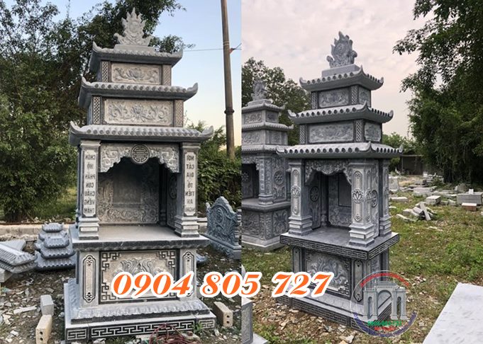 Mẫu miếu thờ 3 mái bằng đá ở Vĩnh Phúc - 88 Mẫu miếu thờ thần linh thổ địa ở Vĩnh Phúc bằng đá đẹp nhất