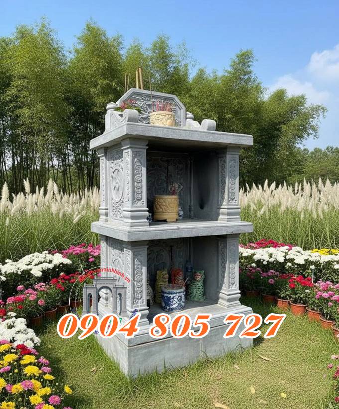 Miếu thờ 3 tầng bằng đá ở Vĩnh Phúc - 88 Mẫu miếu thờ thần linh thổ địa ở Vĩnh Phúc bằng đá đẹp nhất