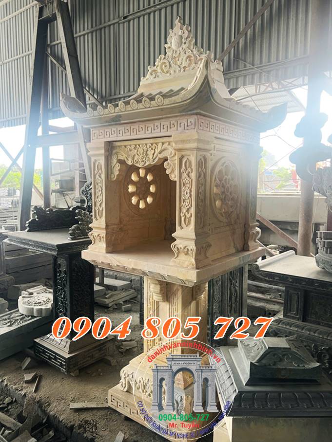 Miếu thờ đá có một mái đao thờ thần linh - Nhận làm miếu thờ nhỏ trước nhà bằng đá thờ thần linh uy tín giá tốt Miếu thờ đá có một mái đao thờ thần linh - Nhận làm miếu thờ nhỏ trước nhà bằng đá thờ thần linh uy tín giá tốt