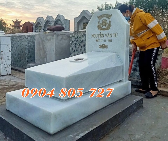 Mộ đá trắng đẹp đơn giản tại Hưng Yên - Báo Giá Mộ Đá Hưng Yên Mới Nhất 2025 - Thiết Kế Miễn Phí