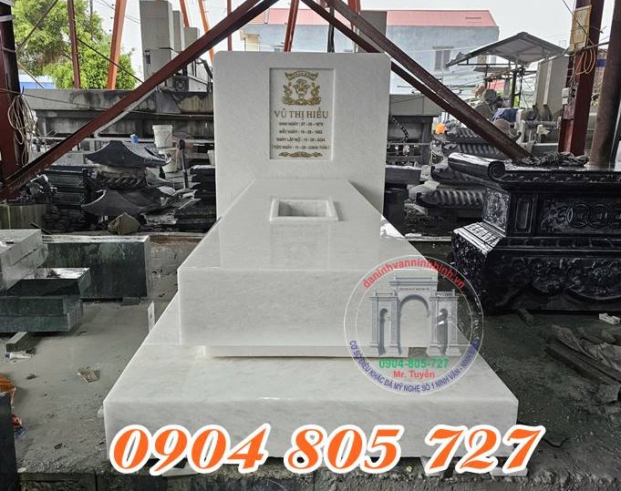Mộ đá trắng nguyên khối tại Hưng Yên - Báo Giá Mộ Đá Hưng Yên Mới Nhất 2025 - Thiết Kế Miễn Phí