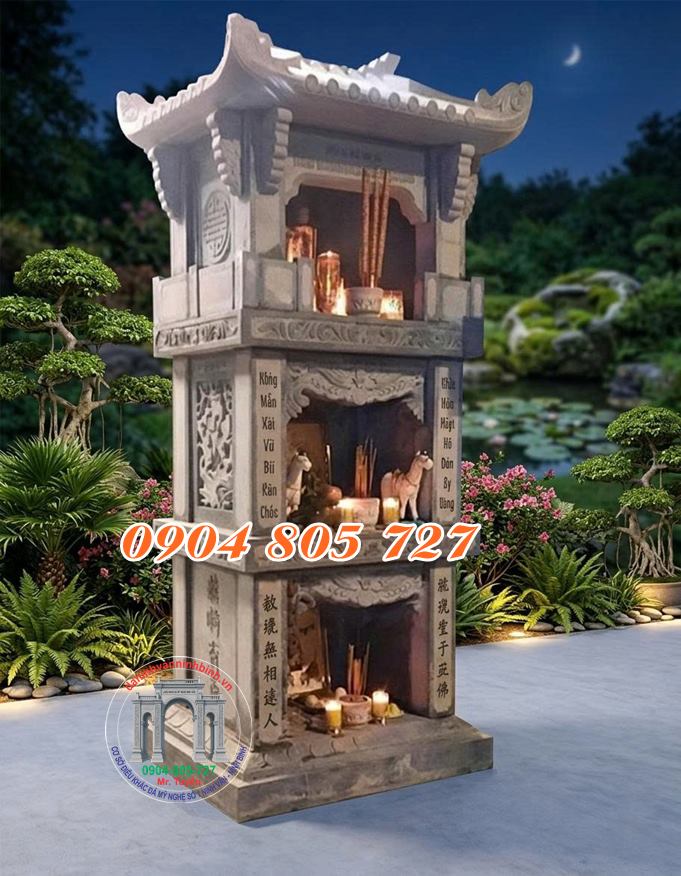 Mẫu miếu đá 3 tầng chạm khắc hoa văn tinh xảo mẫu miếu thờ 2 tầng bằng đá đẹp chuẩn phong thủy Mẫu miếu đá 3 tầng chạm khắc hoa văn tinh xảo mẫu miếu thờ 2 tầng bằng đá đẹp chuẩn phong thủy