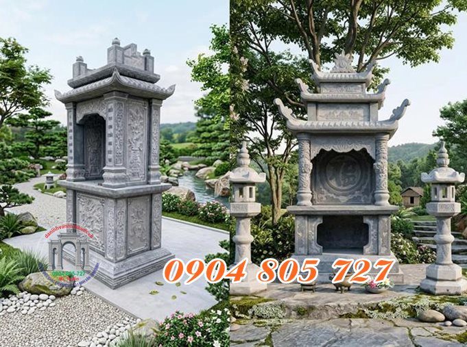 Miếu thờ 2 tầng bằng đá xanh đen mẫu miếu thờ 2 tầng bằng đá đẹp chuẩn phong thủy Miếu thờ 2 tầng bằng đá xanh đen mẫu miếu thờ 2 tầng bằng đá đẹp chuẩn phong thủy
